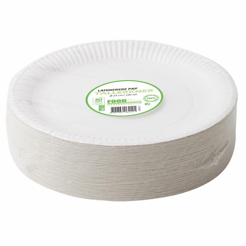 FoodLine Tallerken Lamineret Pap Hvid 23 cm 