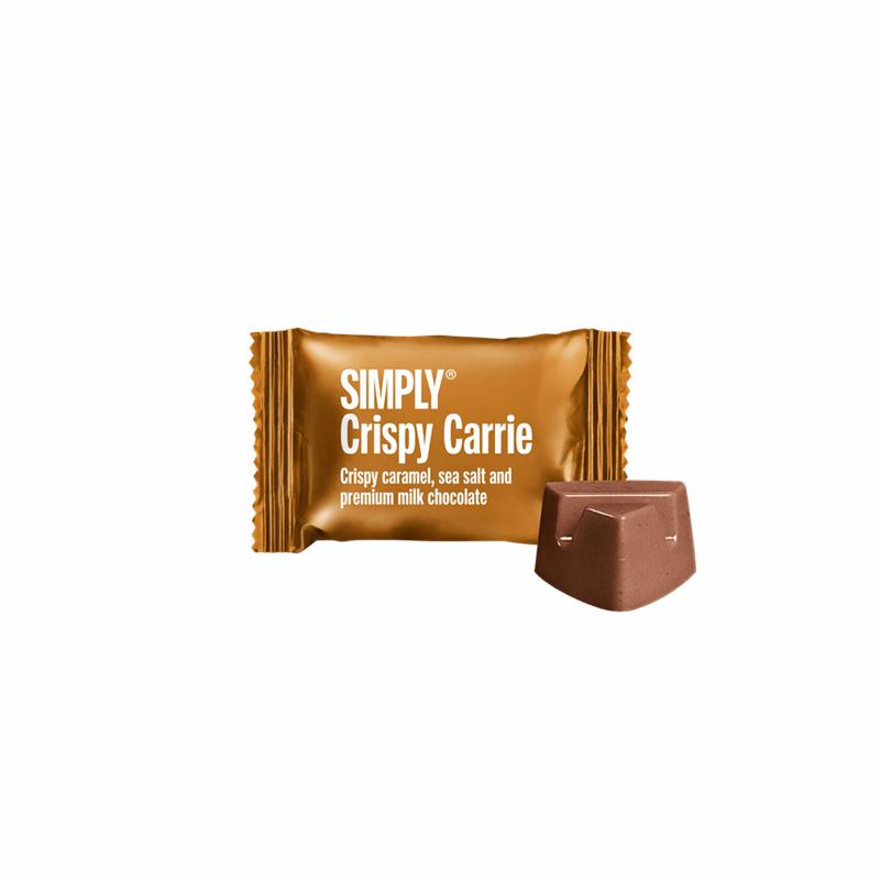 Mælkechokolade Bites med karamel og flagesalt, Crispy Carrie 10g.