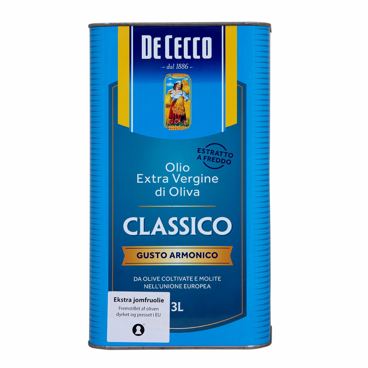 De Cecco Extra Jomfru Olivenolie 4 x 3 liter