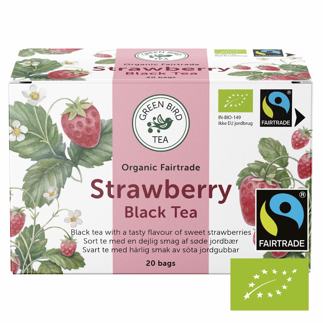 Green Bird Strawberry Black Tea Økologisk Fairtrade 